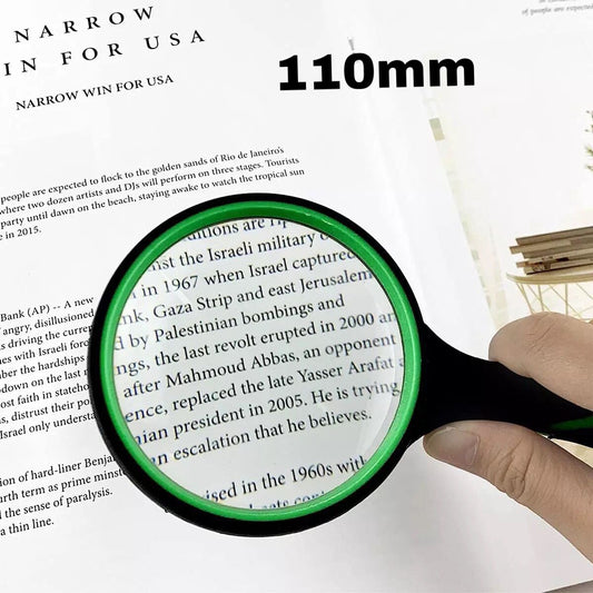 110mm 4X Shatterproof Handheld Magnifying Glass with Non-Slip Rubber Grip for Reading & Kids Observation