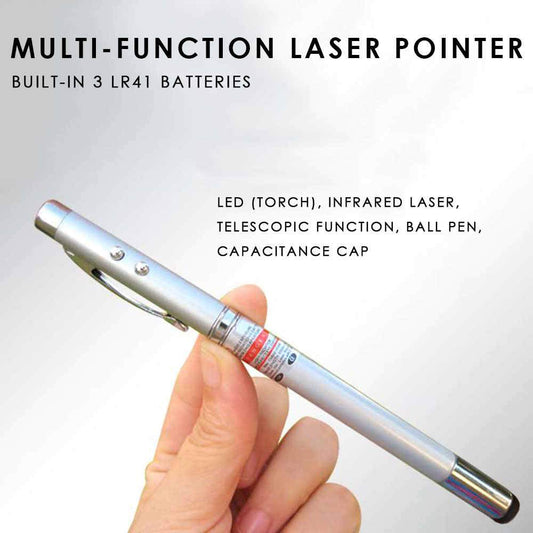4 in 1 Telescopic Teaching Tool Ball Pen – Red Laser Pointer, Ballpoint Pen, Flashlight & Stylus | Best Gift for Teachers