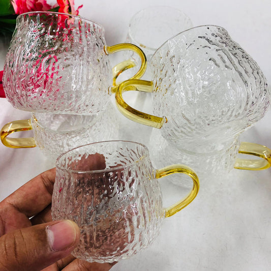 100ml 6 Pcs Premium Borosilicate Glass Mug – Heat & Cold Resistant Transparent Coffee Tea Tumbler Cup