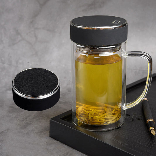 Customized Double Wall Glass Cup – High-Temperature Resistant Office & Gift Mug