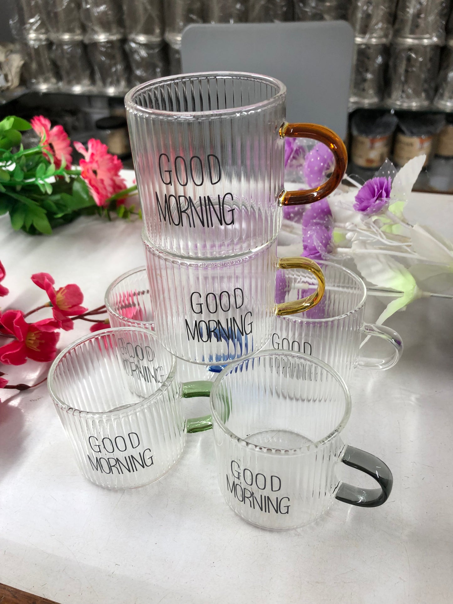 100ml 6 Pcs Premium Borosilicate Glass Mug – Heat & Cold Resistant Transparent Coffee Tea Tumbler Cup