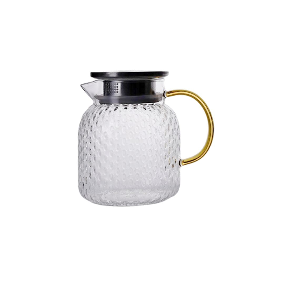 Hammer-Style Borosilicate Glass Water Jug (1000ml / 1500ml) with Stainless Steel Lid – Heat-Resistant & Elegant Design