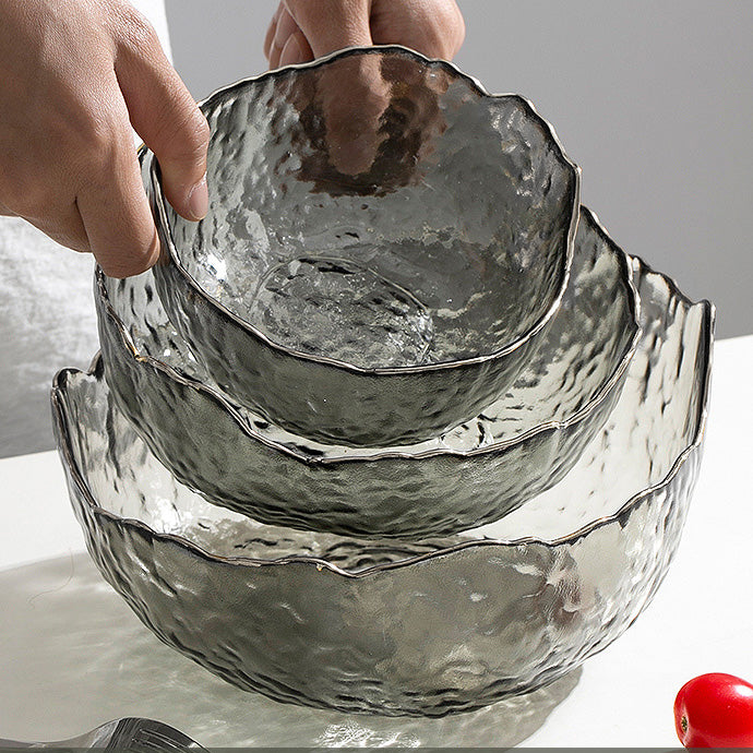 3 Pcs Colorful Vintage Glass Bowls Set for Salad, Fruits & Dessert – Decorative Multi-Functional Crystal Bowls for Home, Party & Wedding Use