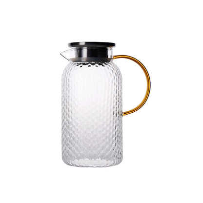 Hammer-Style Borosilicate Glass Water Jug (1000ml / 1500ml) with Stainless Steel Lid – Heat-Resistant & Elegant Design