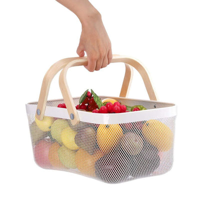 High-Quality Metal Storage Basket – Rustic Rectangle Fruit & Vegetable Organizer