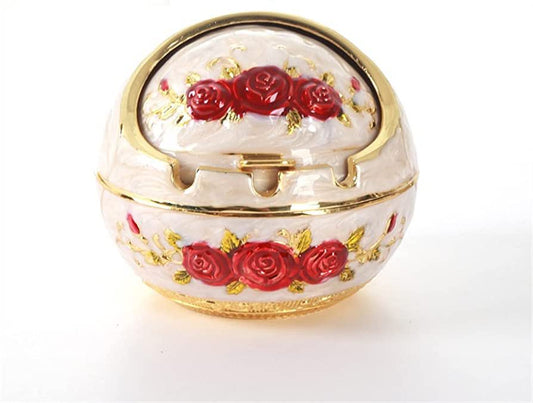 Luxury Metal Round Smokeless Ashtray – Creative Zinc Alloy Car & Home Ashtray with Lid, Gift Box Packed