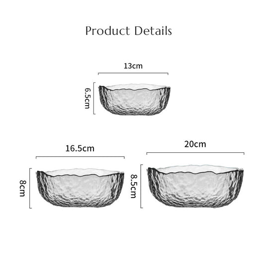 3 Pcs Colorful Vintage Glass Bowls Set for Salad, Fruits & Dessert – Decorative Multi-Functional Crystal Bowls for Home, Party & Wedding Use