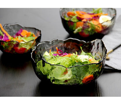 3 Pcs Colorful Vintage Glass Bowls Set for Salad, Fruits & Dessert – Decorative Multi-Functional Crystal Bowls for Home, Party & Wedding Use