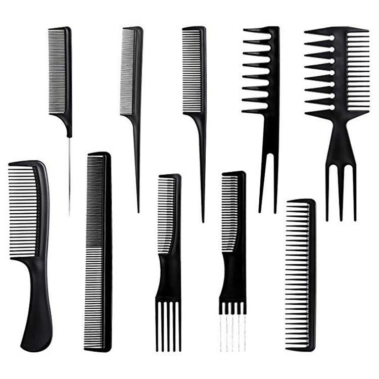 10pcs Professional Hair Styling Brush & Comb Set – Bone Plastic Beard & Hairbrush Kit for Salon & Home Use