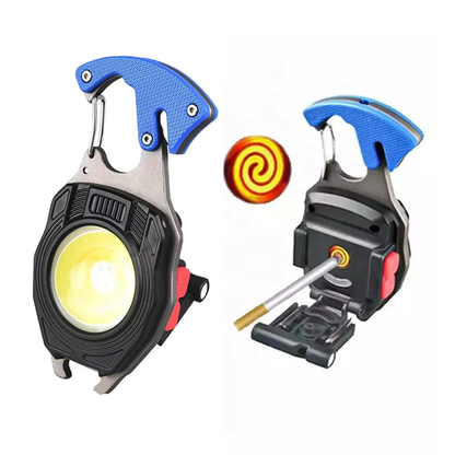 Magnetic Mini Keychain Flashlight & Cigar Lighter | Portable LED Torch with Bottle Opener | Rechargeable Aluminum Emergency Light for Camping