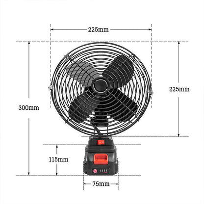 8-Inch Lithium Wireless Portable Fan – Battery Powered Industrial-Grade Cooling Fan for Camping, Home & Restaurant
