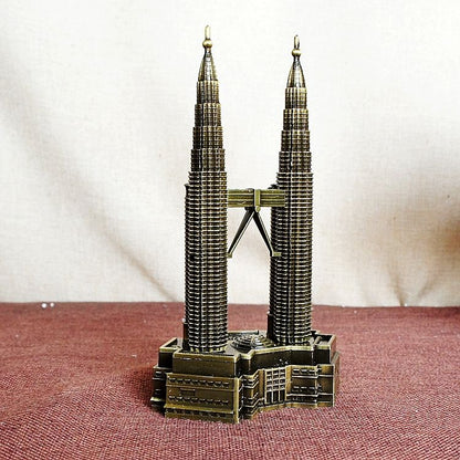 World Famous Kuala Lumpur Petronas Twin Towers Model – Premium Metal Bronze Souvenir