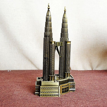 World Famous Kuala Lumpur Petronas Twin Towers Model – Premium Metal Bronze Souvenir