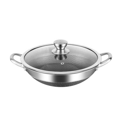 Double-Sided Honeycomb Non-Stick Frying Pan – Premium Stainless Steel, Oil-Saving & Scratch-Resistant Cookware