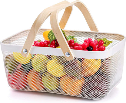 High-Quality Metal Storage Basket – Rustic Rectangle Fruit & Vegetable Organizer