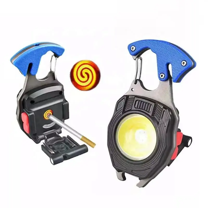 Magnetic Mini Keychain Flashlight & Cigar Lighter | Portable LED Torch with Bottle Opener | Rechargeable Aluminum Emergency Light for Camping