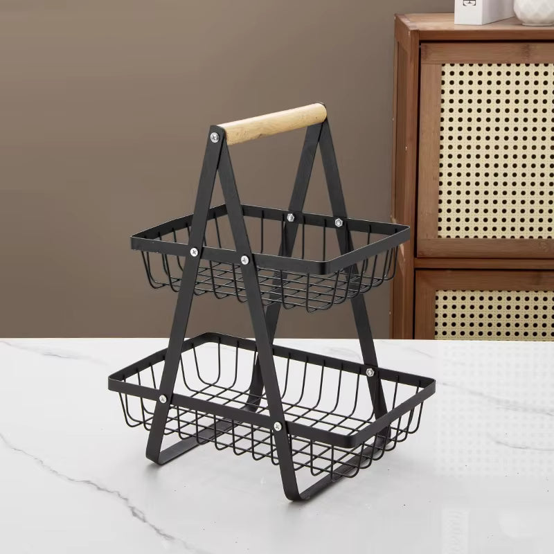 Metal Kitchen Storage Rack – Multifunction Fruit & Countertop Organizer Basket for Home, Office & Bathroom