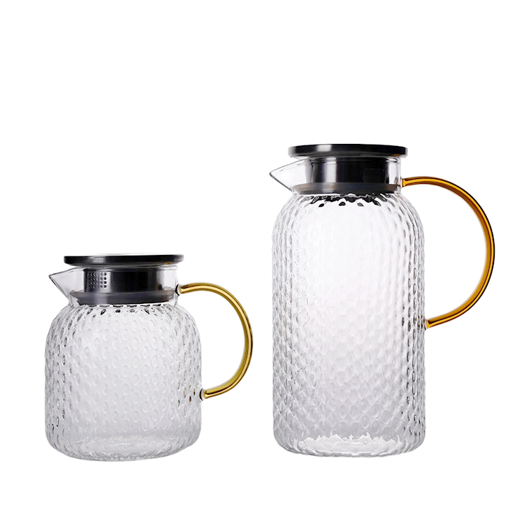 Hammer-Style Borosilicate Glass Water Jug (1000ml / 1500ml) with Stainless Steel Lid – Heat-Resistant & Elegant Design