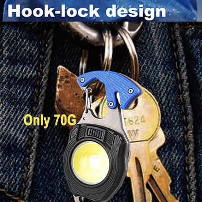 Magnetic Mini Keychain Flashlight & Cigar Lighter | Portable LED Torch with Bottle Opener | Rechargeable Aluminum Emergency Light for Camping