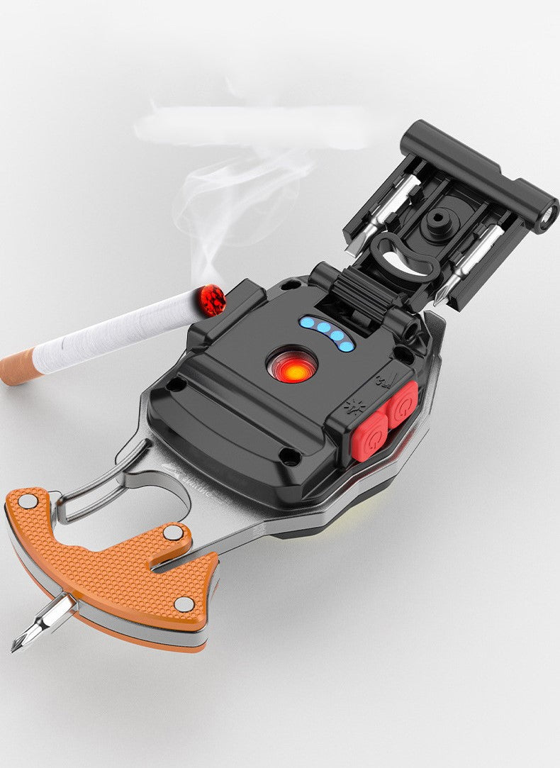 Magnetic Mini Keychain Flashlight & Cigar Lighter | Portable LED Torch with Bottle Opener | Rechargeable Aluminum Emergency Light for Camping