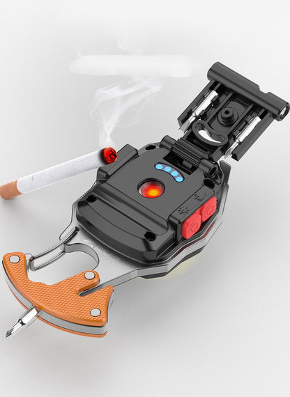 Magnetic Mini Keychain Flashlight & Cigar Lighter | Portable LED Torch with Bottle Opener | Rechargeable Aluminum Emergency Light for Camping