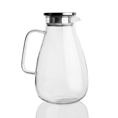 Modern 2690ml Borosilicate Glass Water Jug with Bamboo Lid – Large Eco-Friendly Tea & Milk Pitcher
