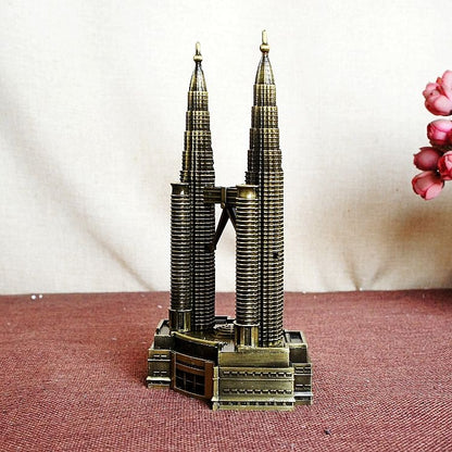 World Famous Kuala Lumpur Petronas Twin Towers Model – Premium Metal Bronze Souvenir