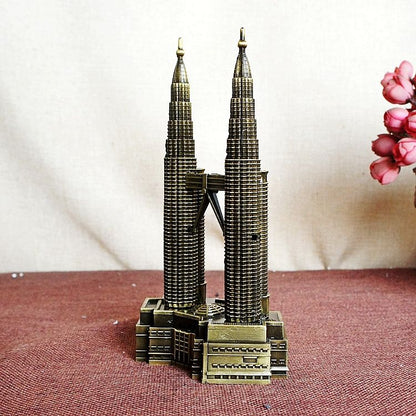 World Famous Kuala Lumpur Petronas Twin Towers Model – Premium Metal Bronze Souvenir