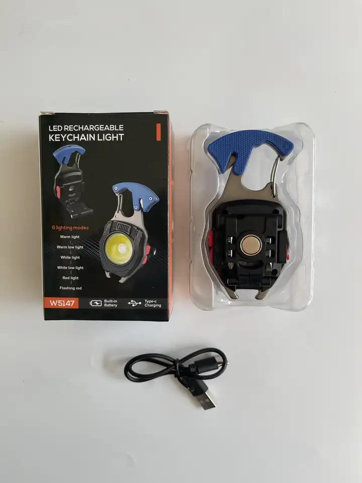 Magnetic Mini Keychain Flashlight & Cigar Lighter | Portable LED Torch with Bottle Opener | Rechargeable Aluminum Emergency Light for Camping