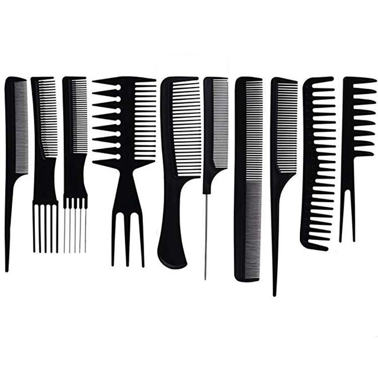 10pcs Professional Hair Styling Brush & Comb Set – Bone Plastic Beard & Hairbrush Kit for Salon & Home Use
