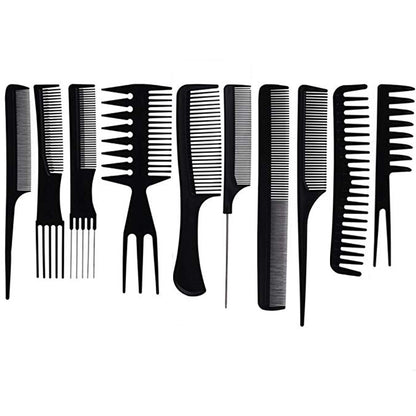 10pcs Professional Hair Styling Brush & Comb Set – Bone Plastic Beard & Hairbrush Kit for Salon & Home Use