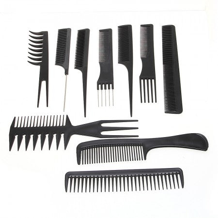 10pcs Professional Hair Styling Brush & Comb Set – Bone Plastic Beard & Hairbrush Kit for Salon & Home Use