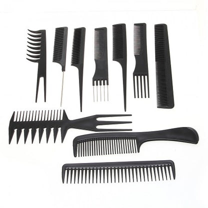 10pcs Professional Hair Styling Brush & Comb Set – Bone Plastic Beard & Hairbrush Kit for Salon & Home Use