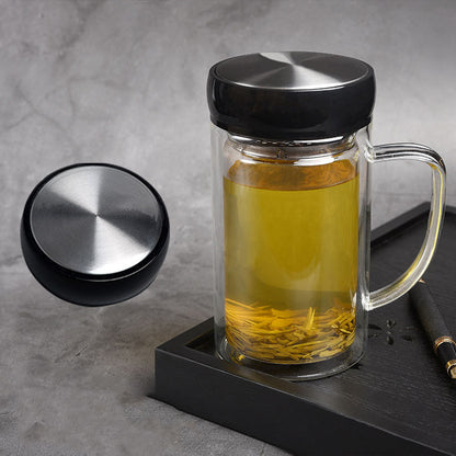 Customized Double Wall Glass Cup – High-Temperature Resistant Office & Gift Mug