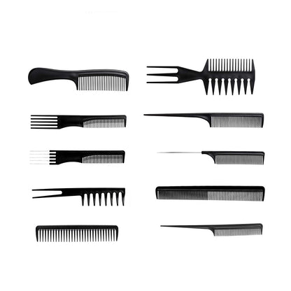 10pcs Professional Hair Styling Brush & Comb Set – Bone Plastic Beard & Hairbrush Kit for Salon & Home Use