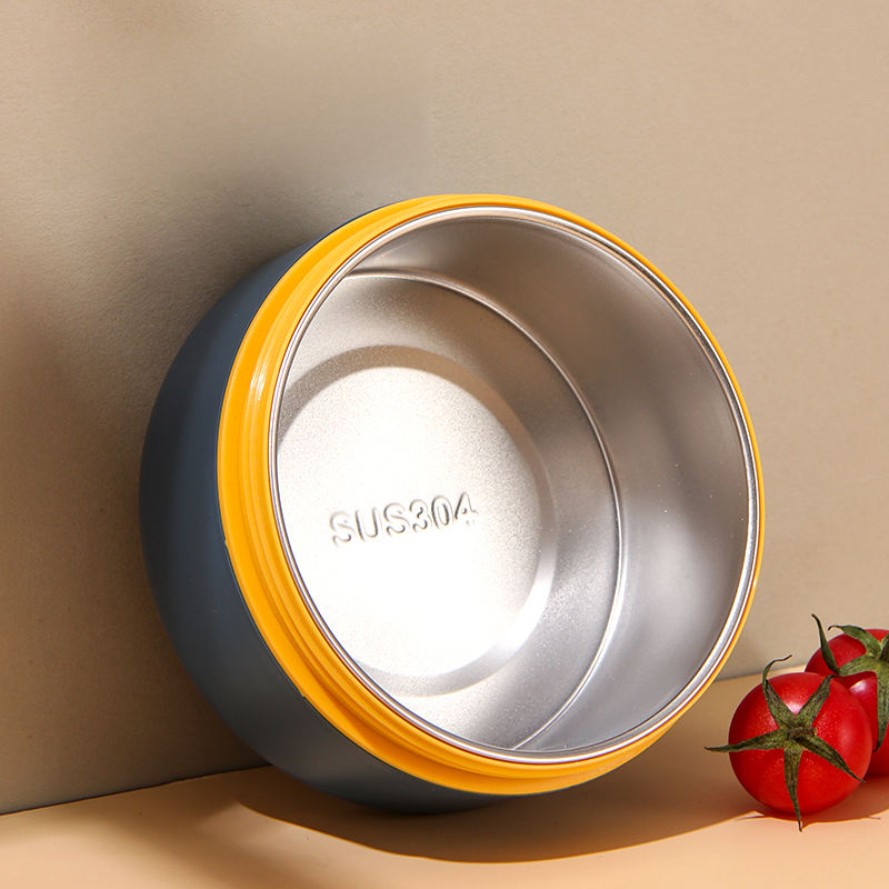 4 Pcs Stainless Steel 304 Round Insulated Lunch Box Set with Carrying Bag – Leak Proof Food Container, Heat Storage Bento Box (Blue/Brown)