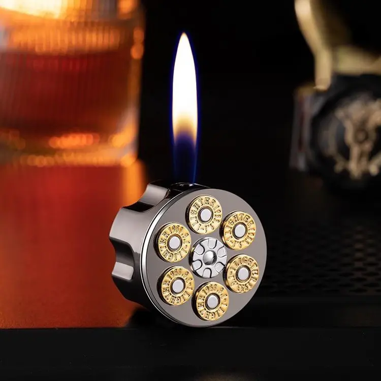 Creative Clip Style Open Flame Lighter Metal Drawing Inflatable Lighter