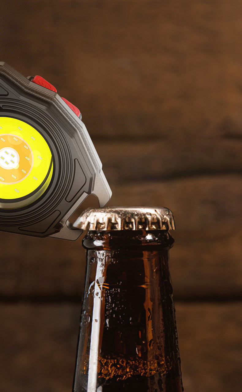 Magnetic Mini Keychain Flashlight & Cigar Lighter | Portable LED Torch with Bottle Opener | Rechargeable Aluminum Emergency Light for Camping