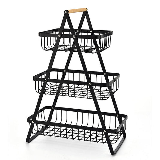 Metal Kitchen Storage Rack – Multifunction Fruit & Countertop Organizer Basket for Home, Office & Bathroom