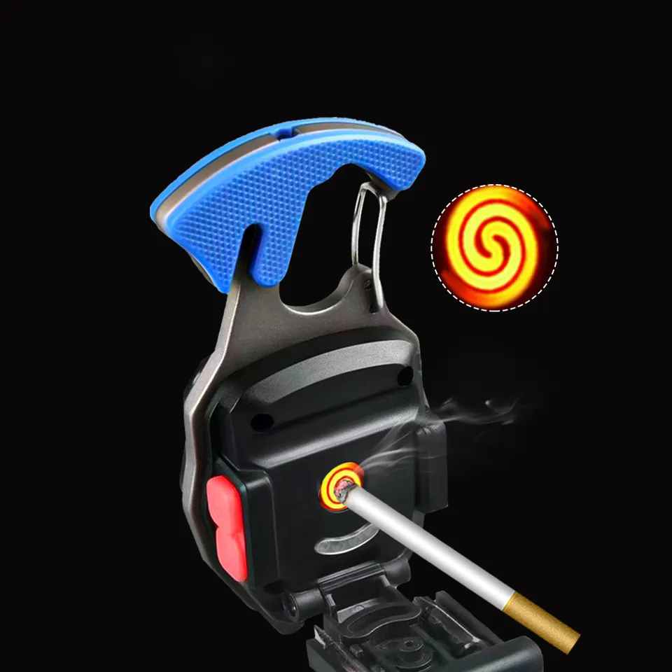 Magnetic Mini Keychain Flashlight & Cigar Lighter | Portable LED Torch with Bottle Opener | Rechargeable Aluminum Emergency Light for Camping