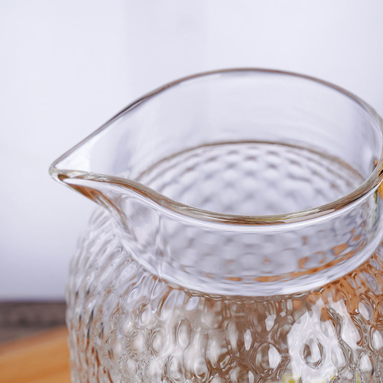 Hammer-Style Borosilicate Glass Water Jug (1000ml / 1500ml) with Stainless Steel Lid – Heat-Resistant & Elegant Design