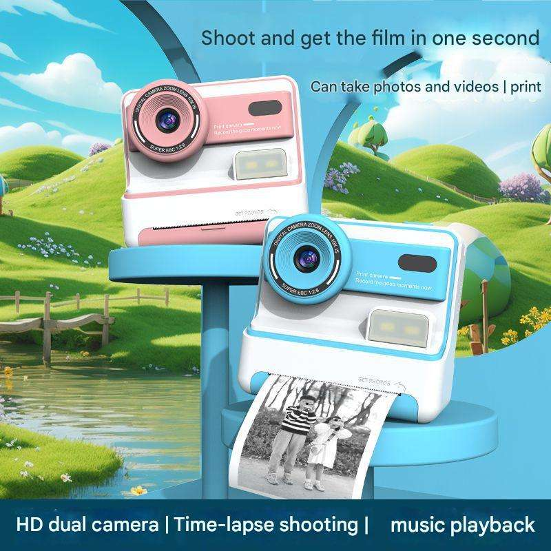 New Kids Dual Lens Instant Thermal Print Retro Camera – Fun Digital Camera with Filter & Full HD Video