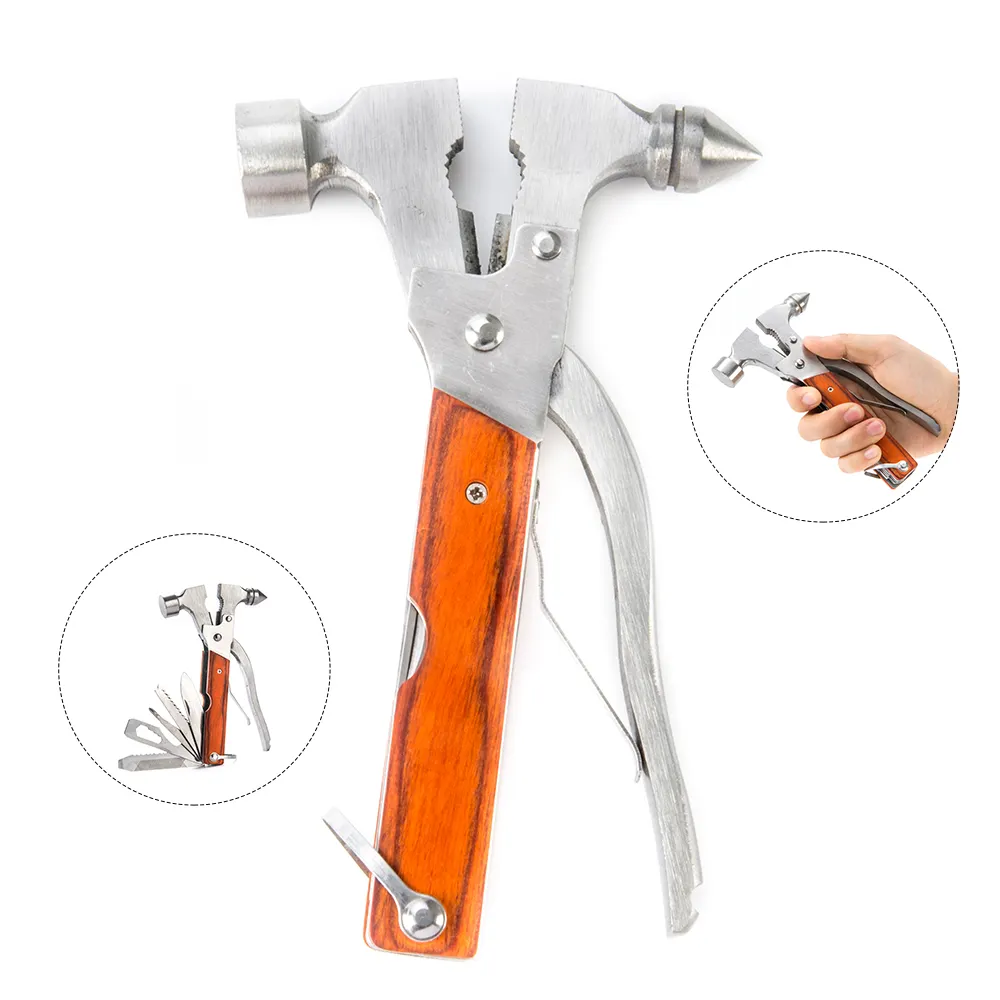 12 in 1 Portable Stainless Steel Outdoor Camping Safety Belt Cutter & Car Window Escape Tool Hammer