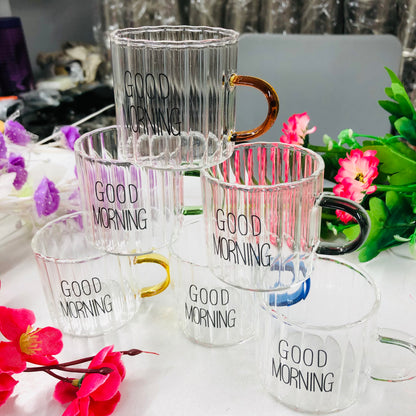 100ml 6 Pcs Premium Borosilicate Glass Mug – Heat & Cold Resistant Transparent Coffee Tea Tumbler Cup