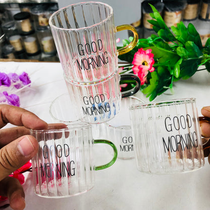 100ml 6 Pcs Premium Borosilicate Glass Mug – Heat & Cold Resistant Transparent Coffee Tea Tumbler Cup