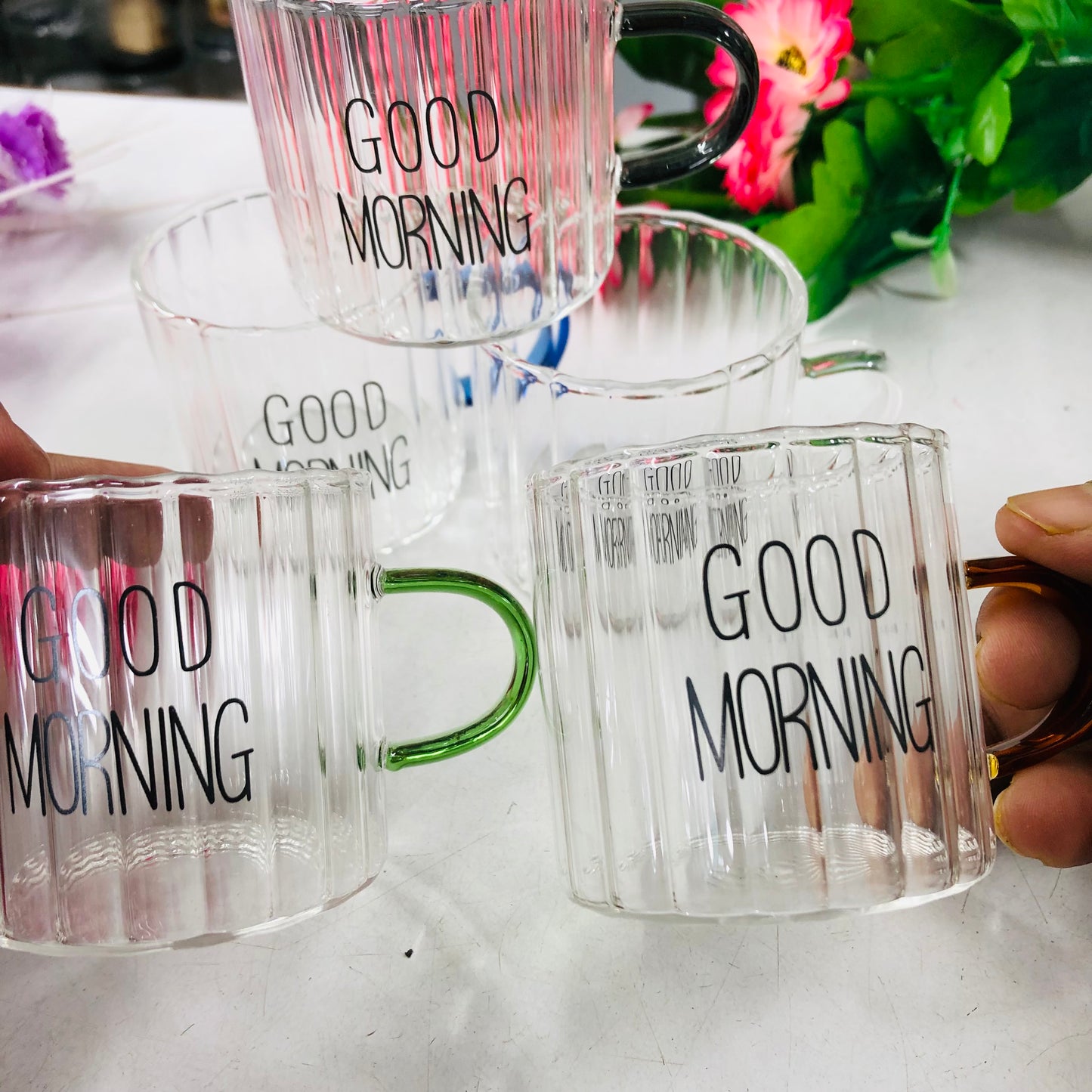 100ml 6 Pcs Premium Borosilicate Glass Mug – Heat & Cold Resistant Transparent Coffee Tea Tumbler Cup