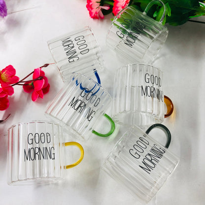 100ml 6 Pcs Premium Borosilicate Glass Mug – Heat & Cold Resistant Transparent Coffee Tea Tumbler Cup