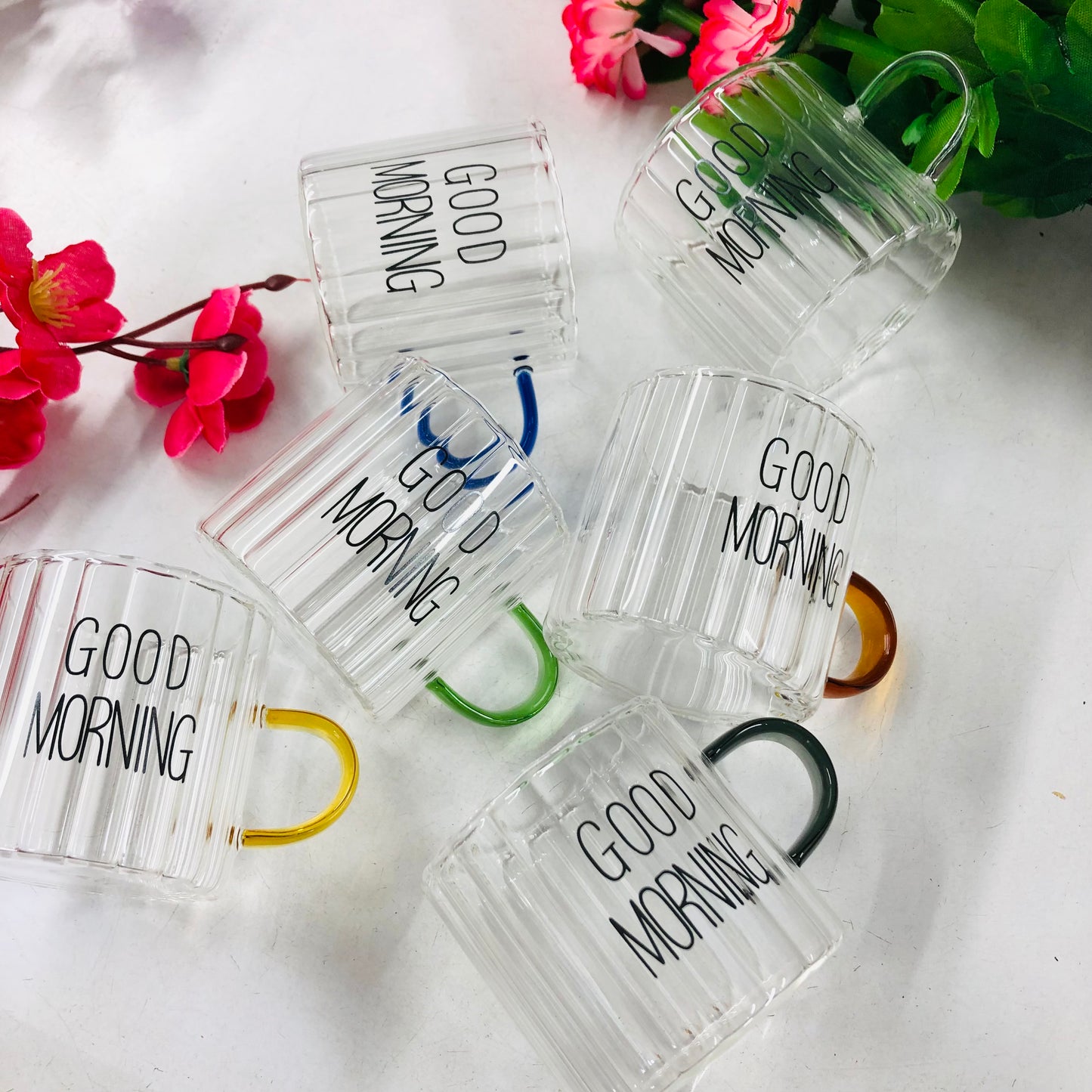 100ml 6 Pcs Premium Borosilicate Glass Mug – Heat & Cold Resistant Transparent Coffee Tea Tumbler Cup