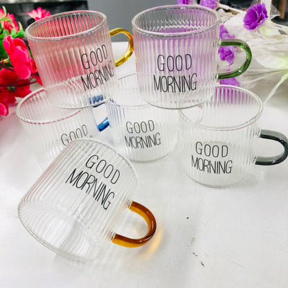 100ml 6 Pcs Premium Borosilicate Glass Mug – Heat & Cold Resistant Transparent Coffee Tea Tumbler Cup