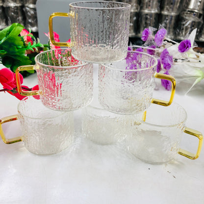 100ml 6 Pcs Premium Borosilicate Glass Mug – Heat & Cold Resistant Transparent Coffee Tea Tumbler Cup